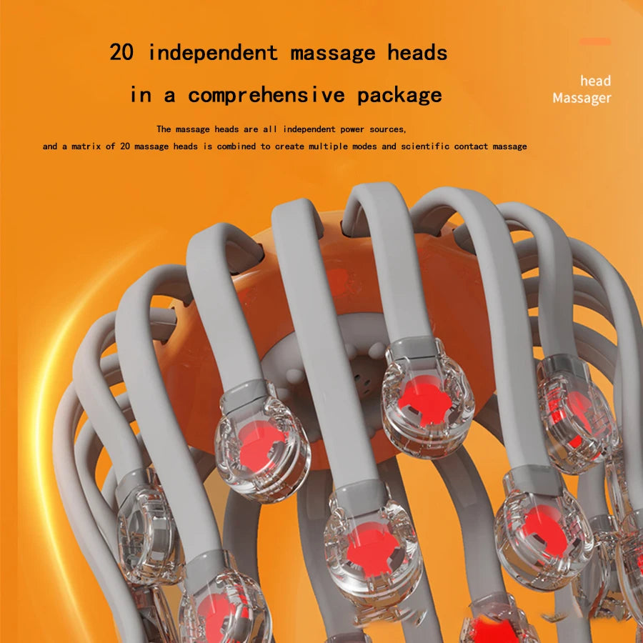 Brand New Vibration Rechargeable Full Head Massager Spider Sleep Aid Electric Head Massage Machine